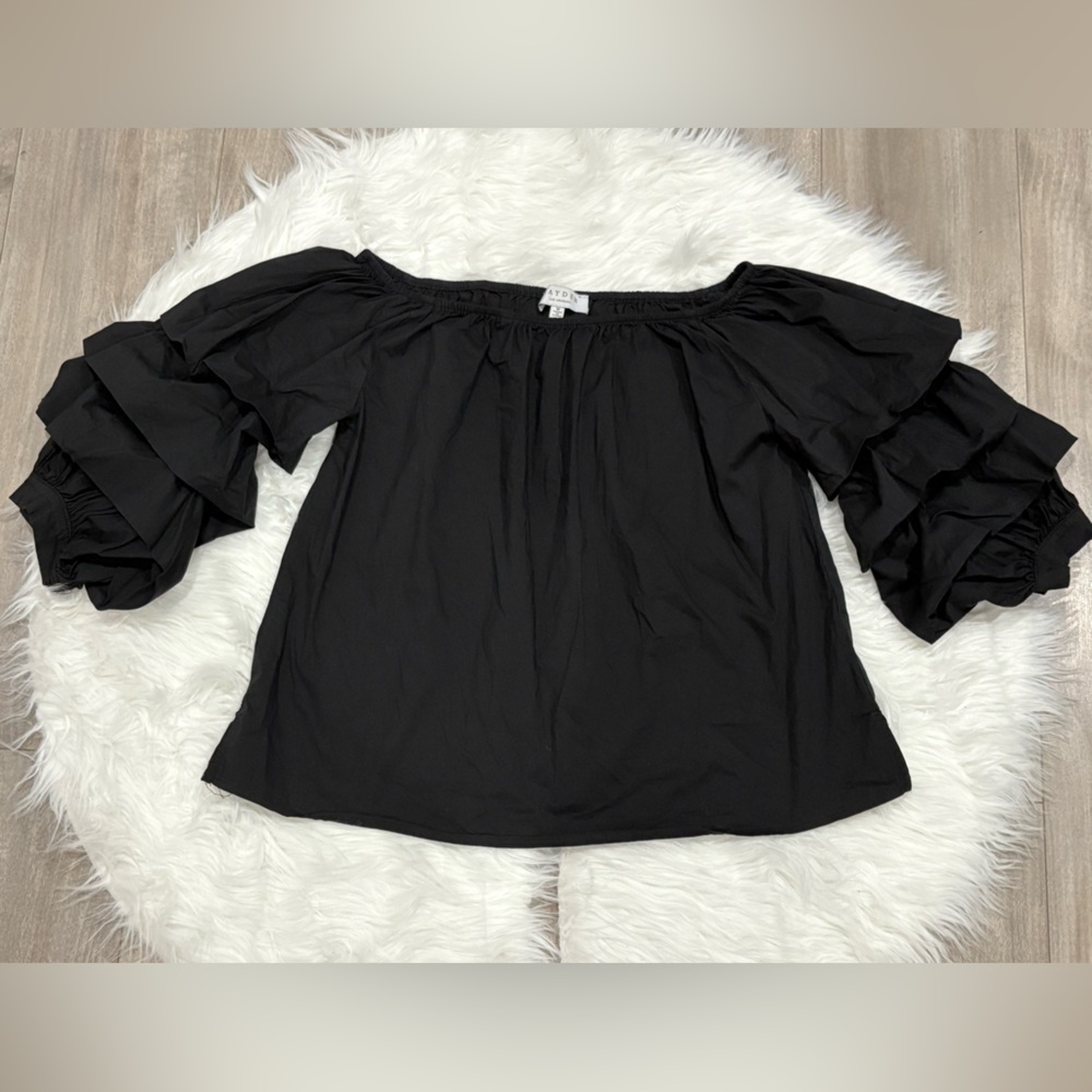 Hayden Elegant Black Gathered Top Size M